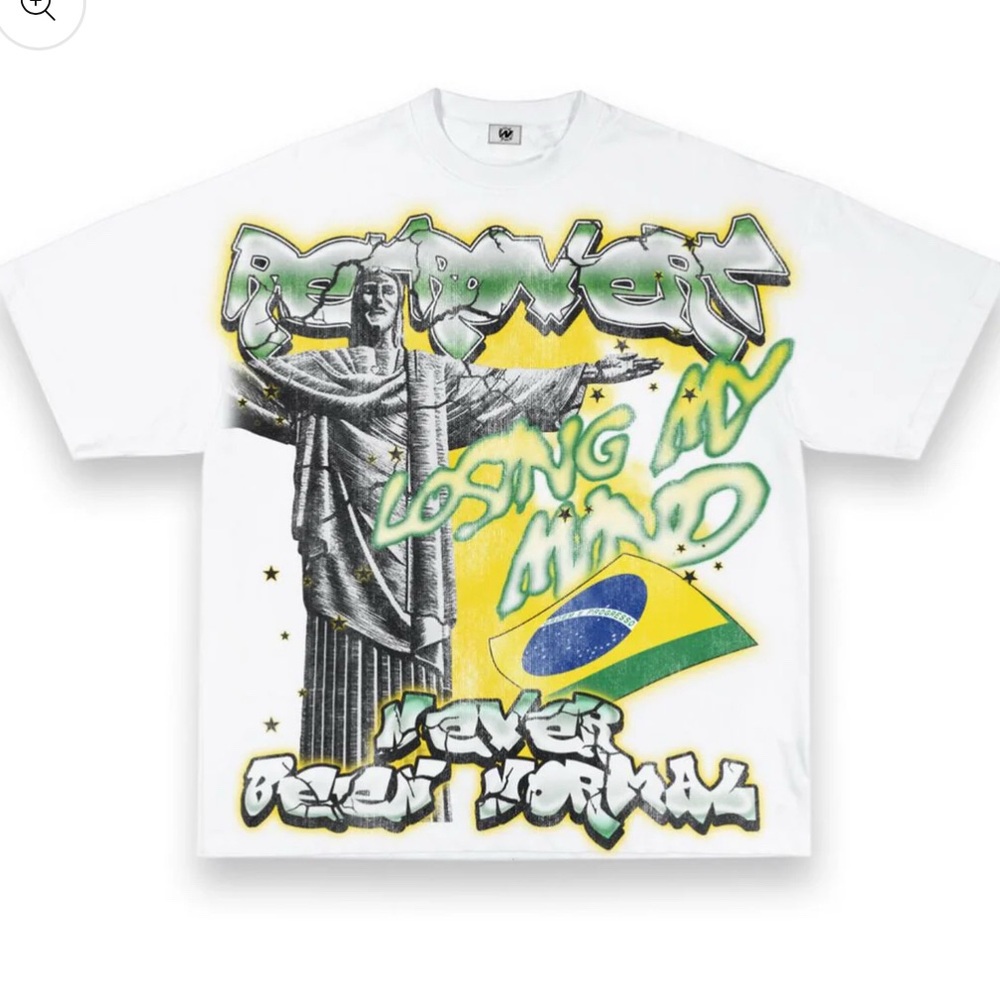 Retrovert White Graphic Tee with Brazil Print